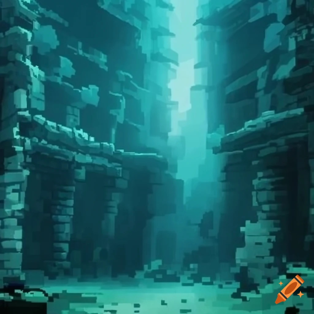 pixel-art-of-underwater-ancient-ruins-on-craiyon