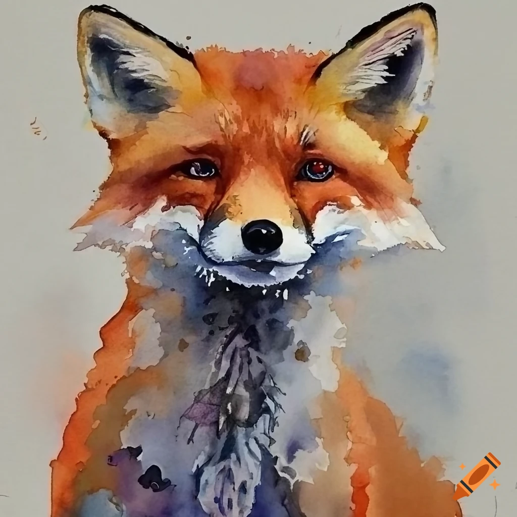 watercolor painting of a happy birthday fox for kids
