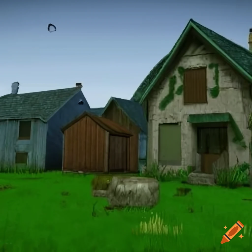 retro-style image with mowed lawns and panelled houses