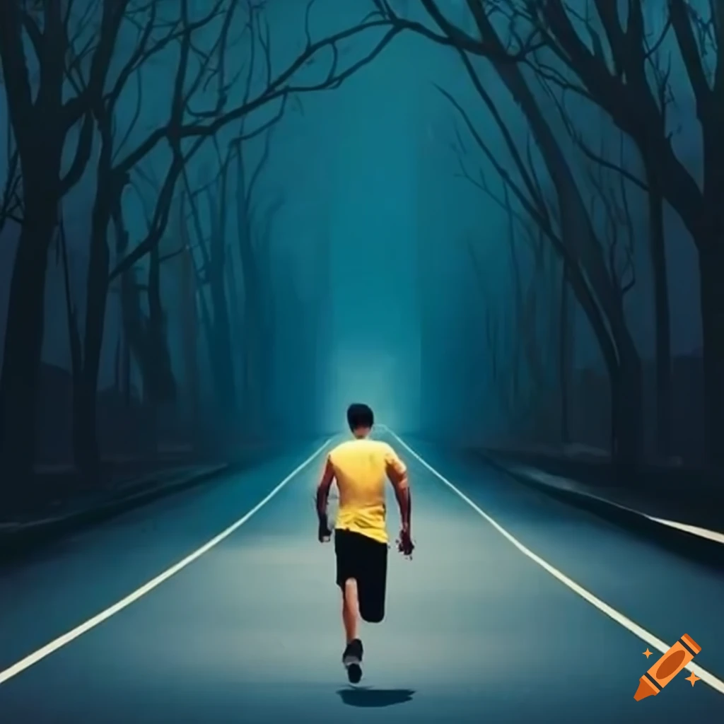 man-running-on-an-empty-road-on-craiyon