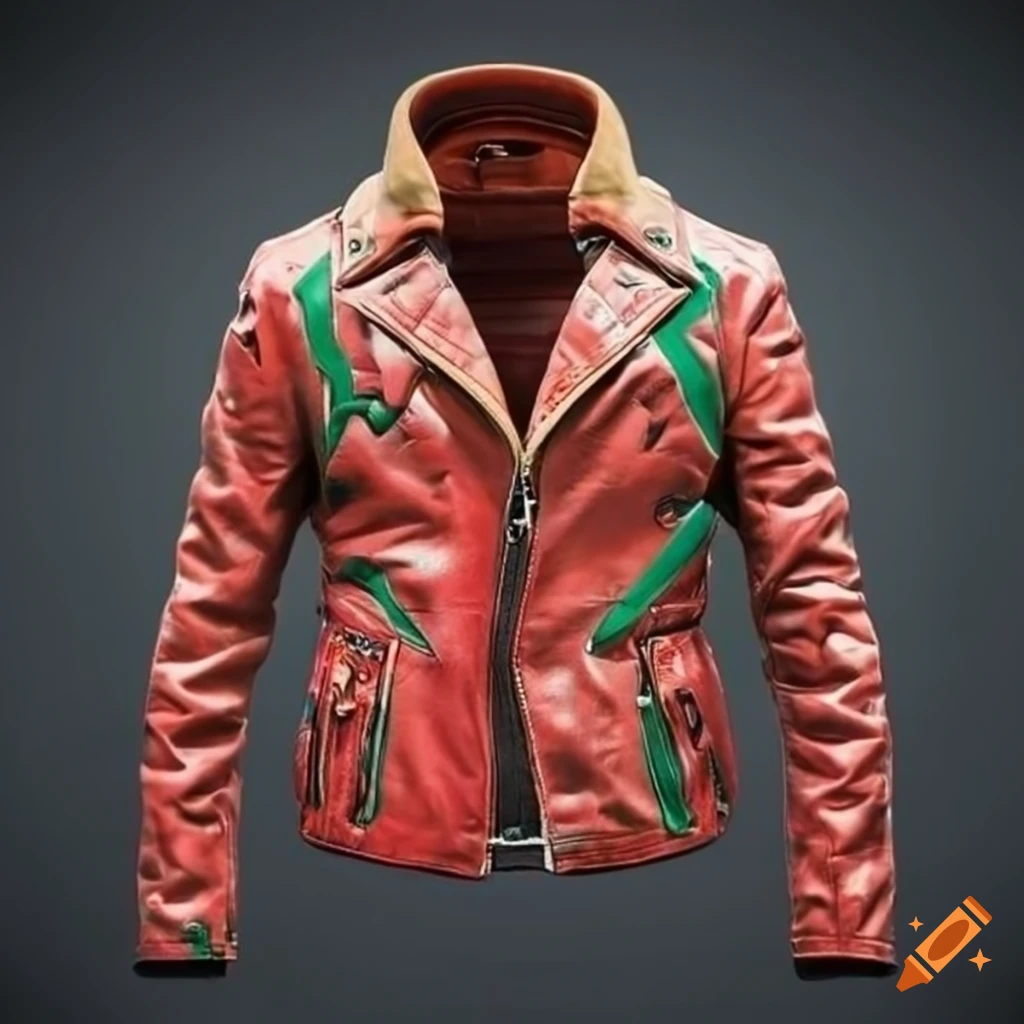 Men's watermelon design leather jacket
