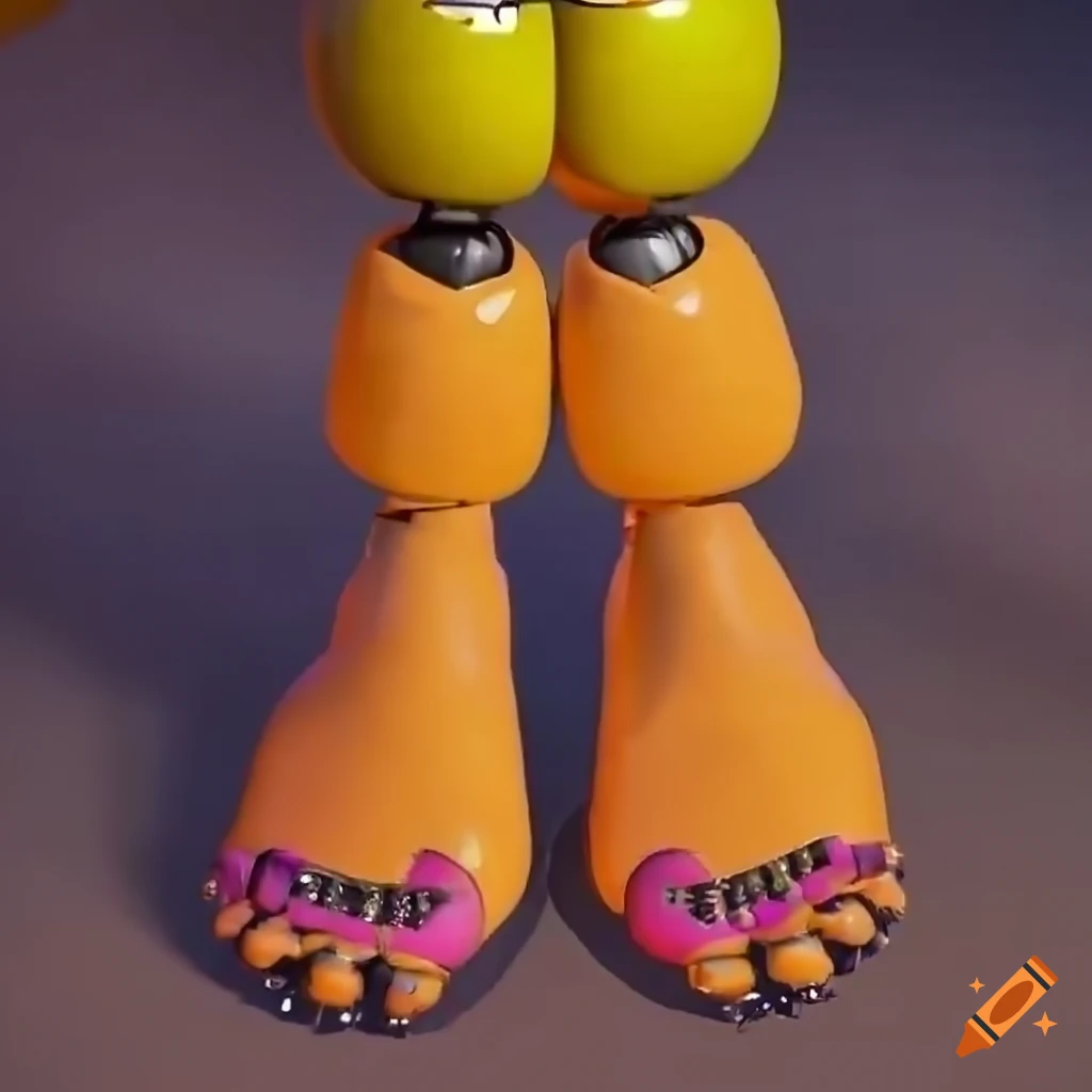 Close-up of chica's orange feet