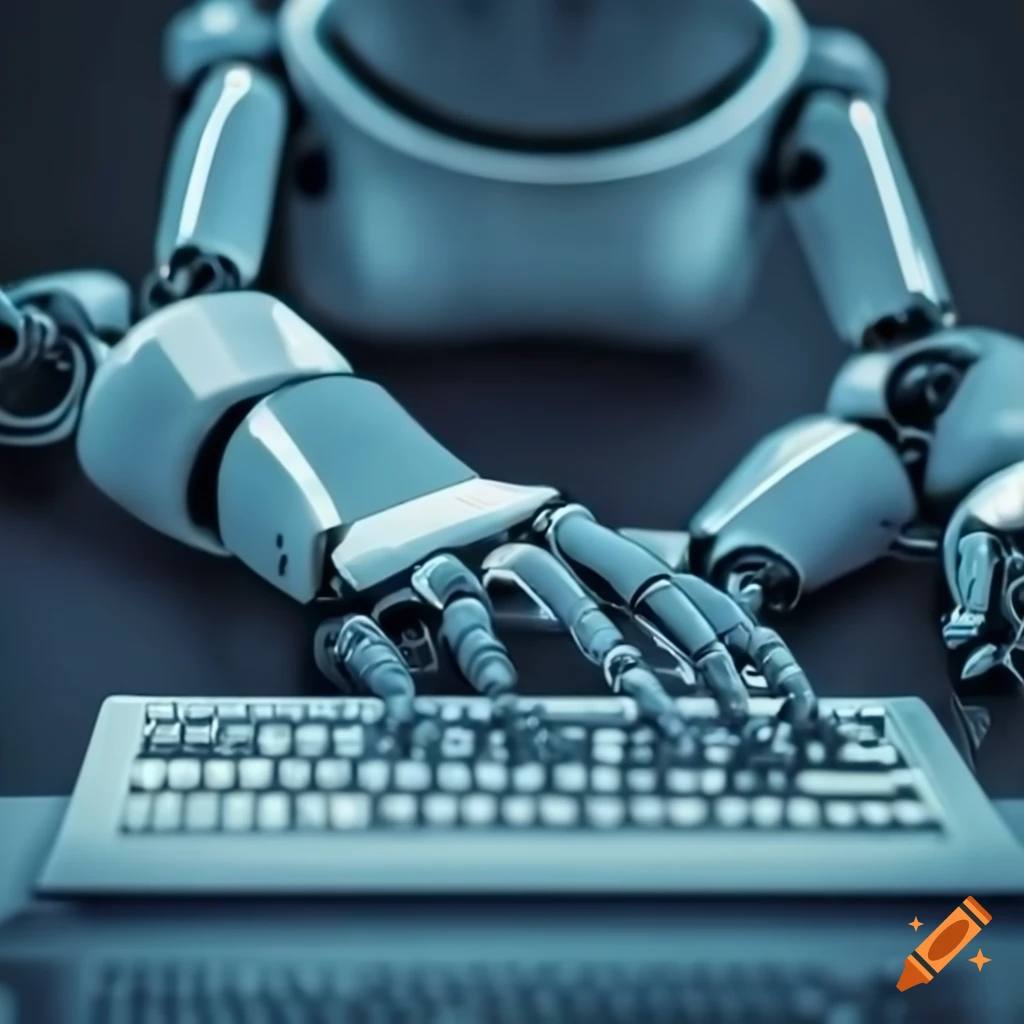 AI robot typing on a computer on Craiyon