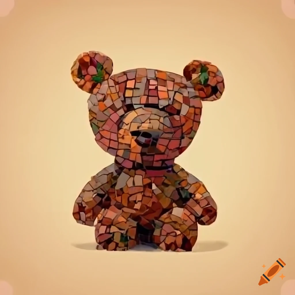 Mosaic of a teddy bear on Craiyon