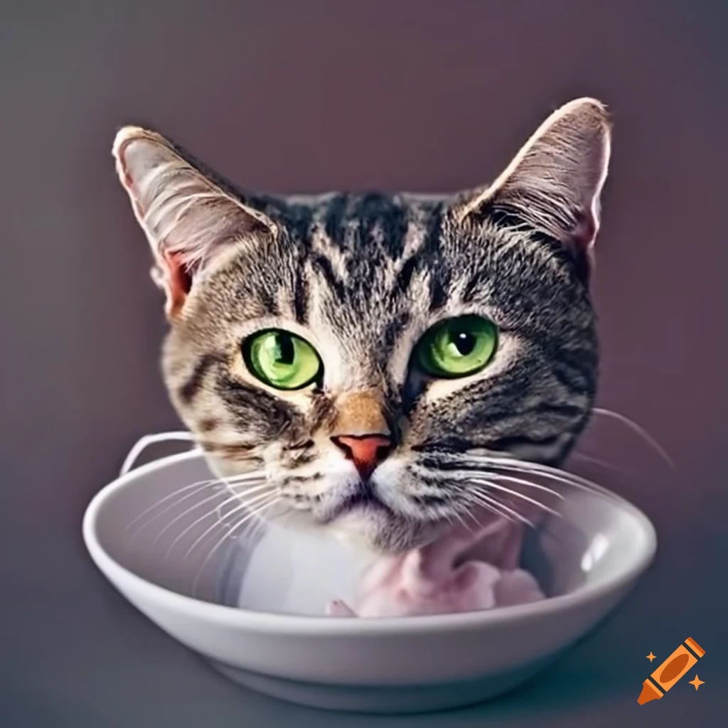 Cat in an ice cream bowl on Craiyon