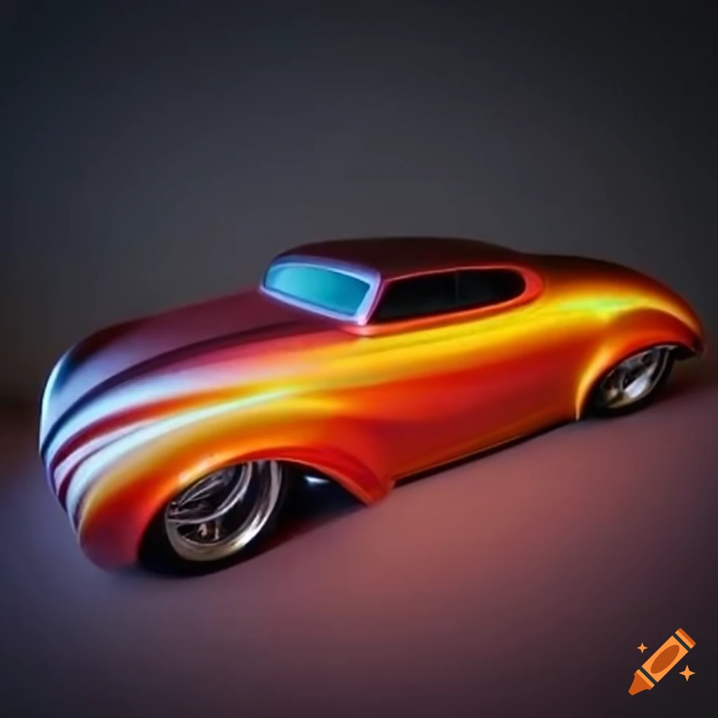 aerodynamic hotrod with flame paint job