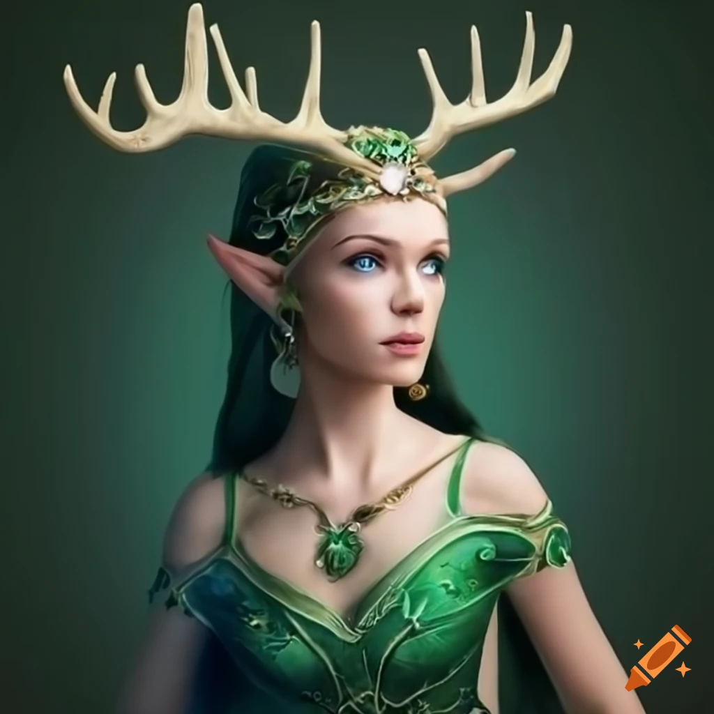 Image of an elven princess with a moose