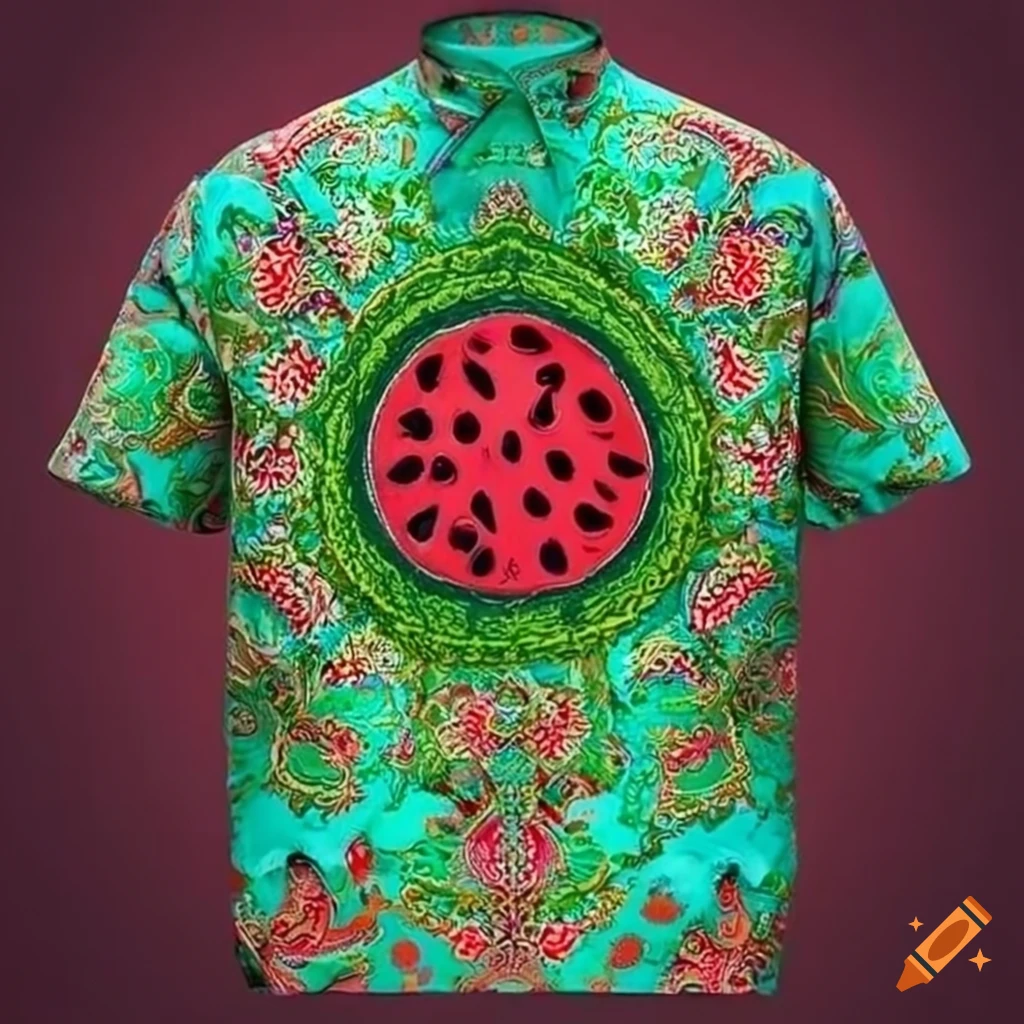 Men s Shirt With Green And Red Watermelon Design On Craiyon