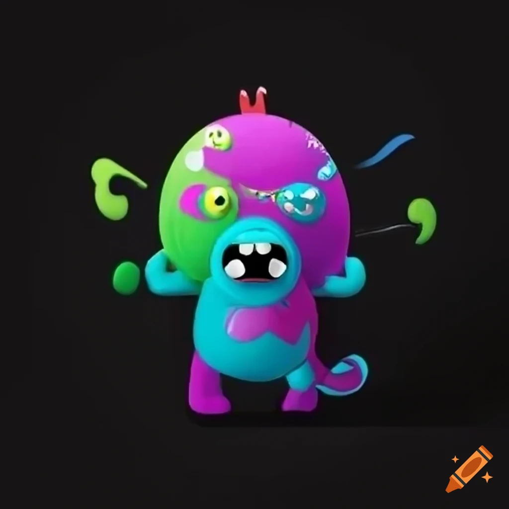 Logo design with a cute monster playing with a gadget