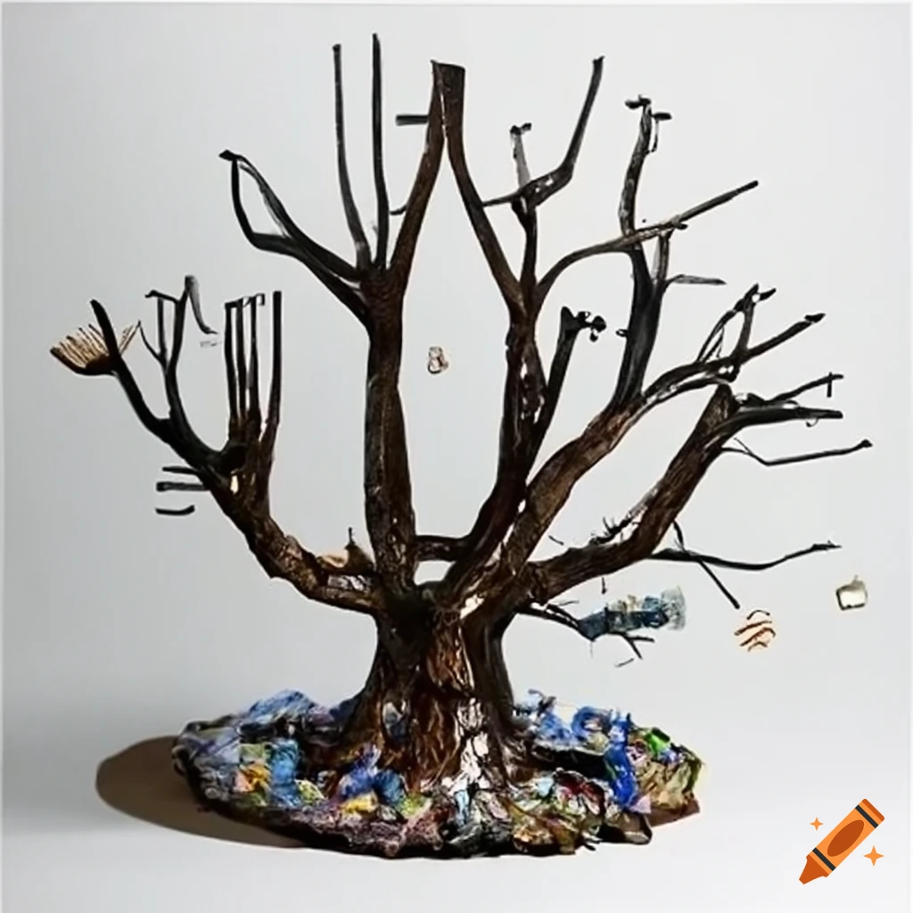 Sculpture made of recycled materials on Craiyon