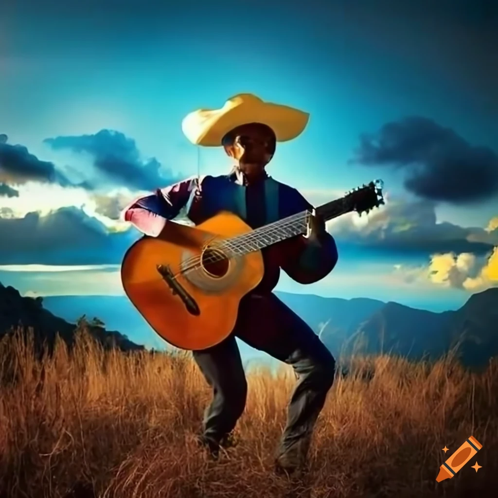 traditional guitar players in a beautiful Colombian scenery