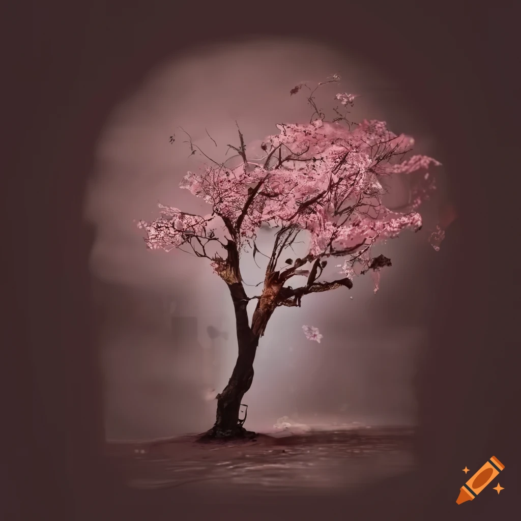 Cherry blossom tree with vintage texture on Craiyon