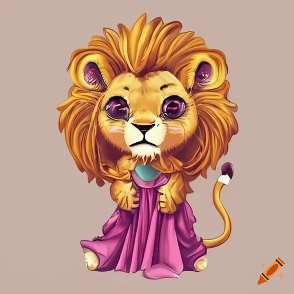 Cute Lion Standing Giving Love Graphic by wawadzgn · Creative Fabrica