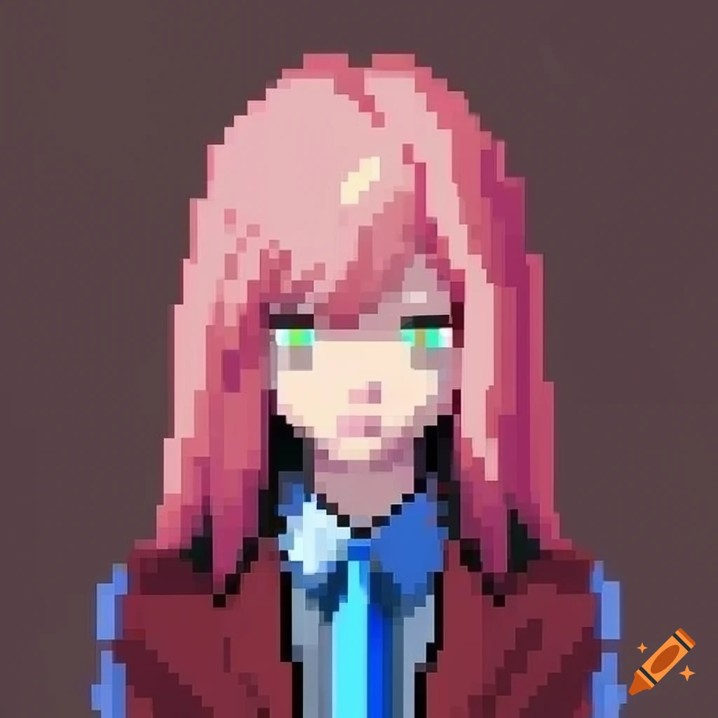 Pixel art of signal anime girl on Craiyon