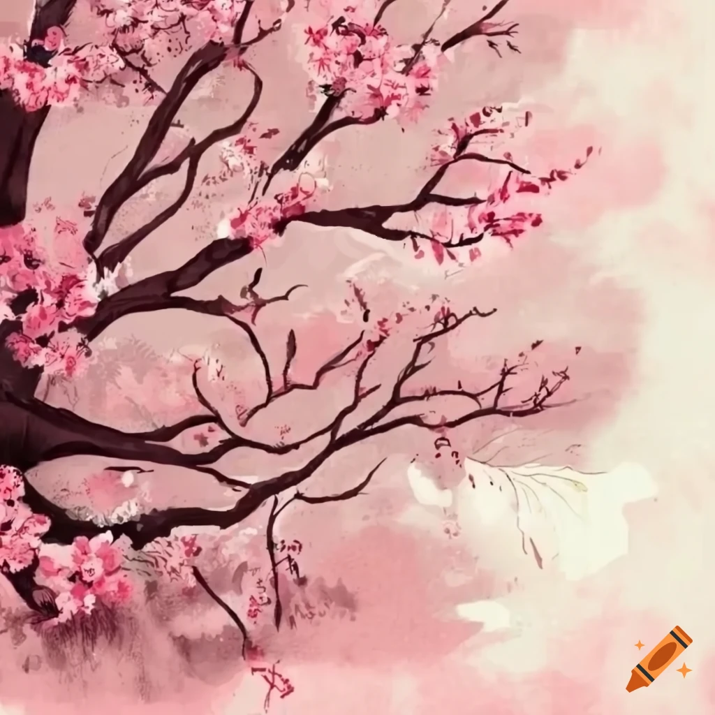 Vintage cherry blossom tree hoodie design on Craiyon