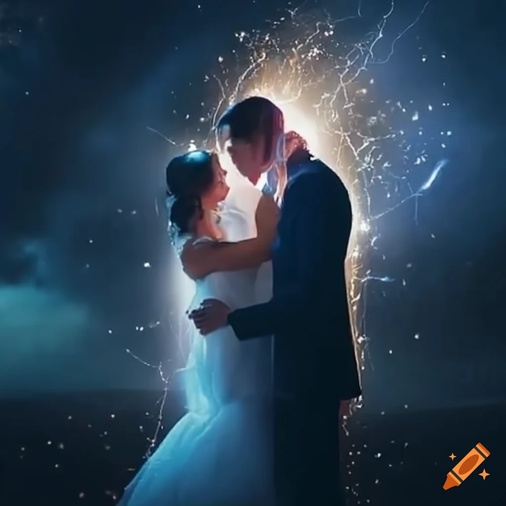 sparkling wedding in a storm
