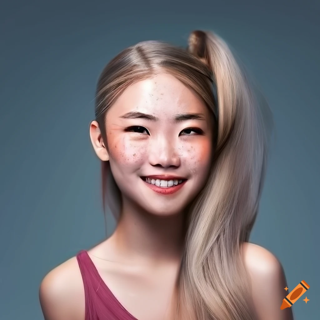 Portrait of a smiling young woman with freckles and blonde hair on Craiyon