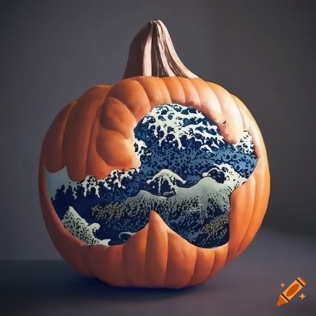pumpkin artwork inspired by Hokusai