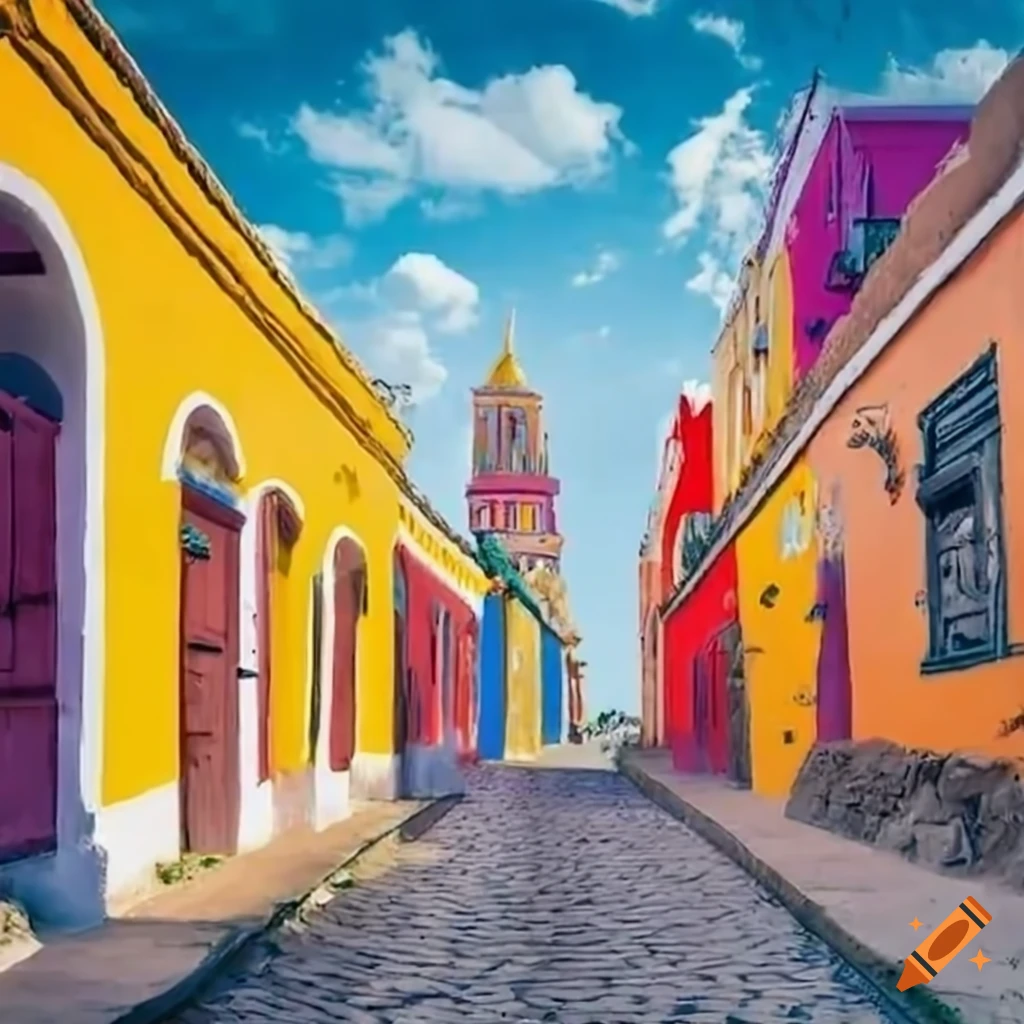 Colorful Mexican Village With Painted Houses On Craiyon