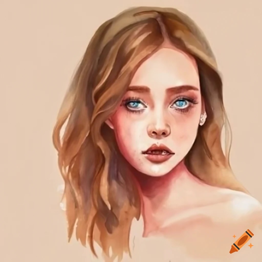 Captivating portrait of a girl with fair skin and blue eyes on Craiyon