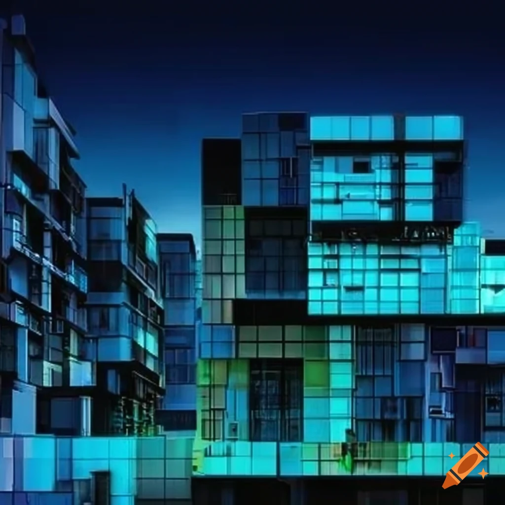 Houses with tetris-inspired architecture on Craiyon