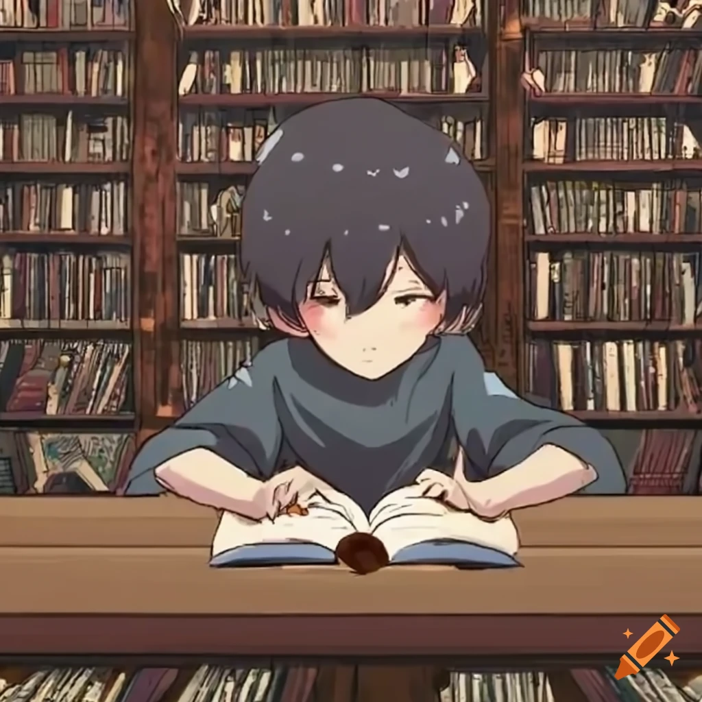 Anime Art 少女向けアニメ, Anime, child, black Hair, reading png | PNGWing