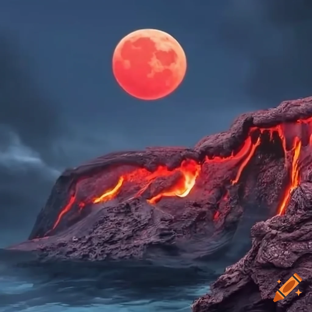 Thematic art of a girl falling from a cliff towards lava on Craiyon