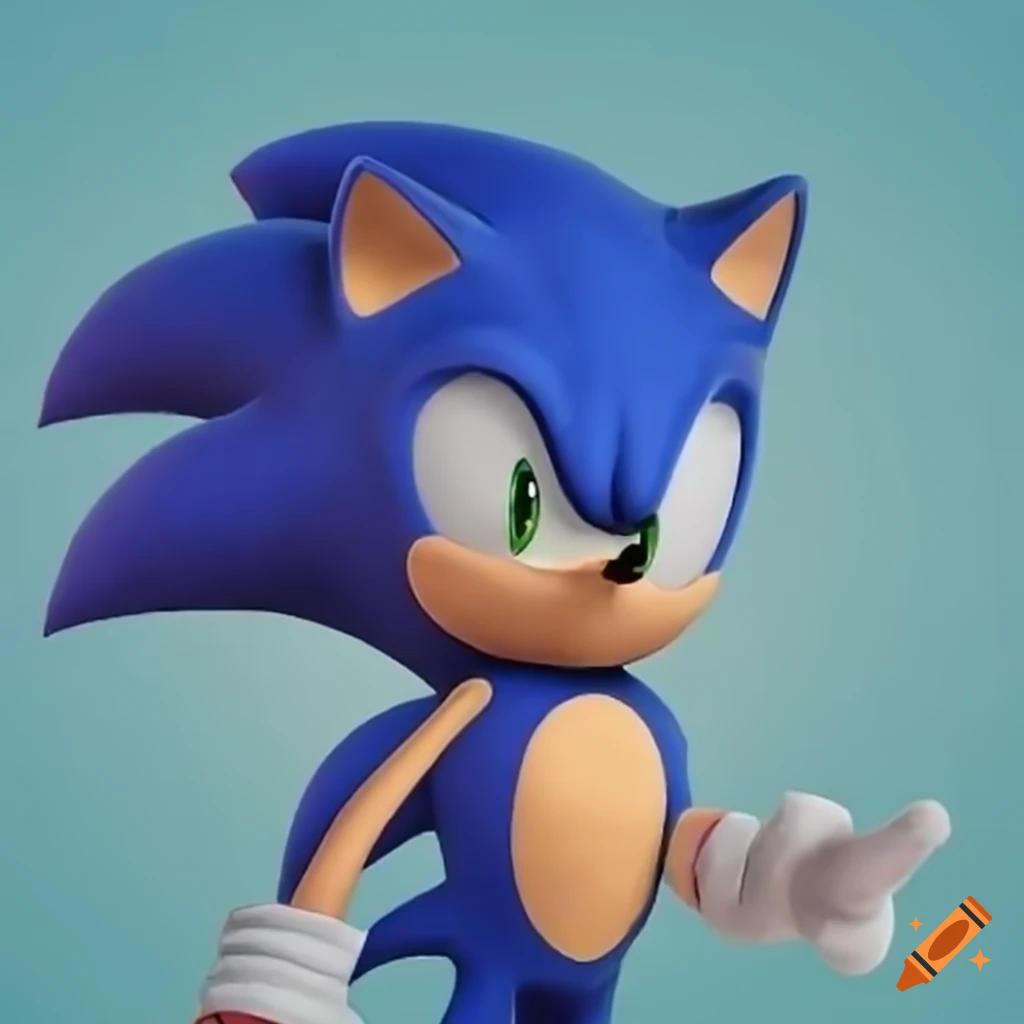 Sonic with 5 spikes on his head stylized as concept art from an xbox 360  sonic game