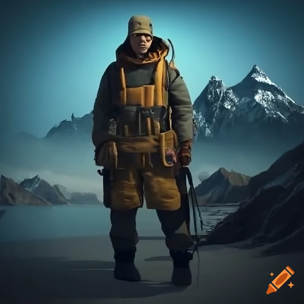 person with expedition rig