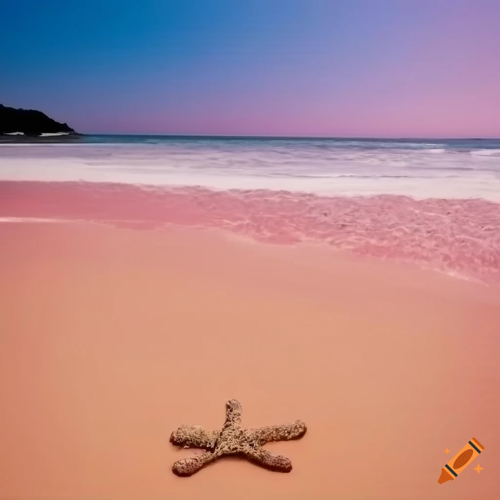 daytime beach with pink sun and ocean