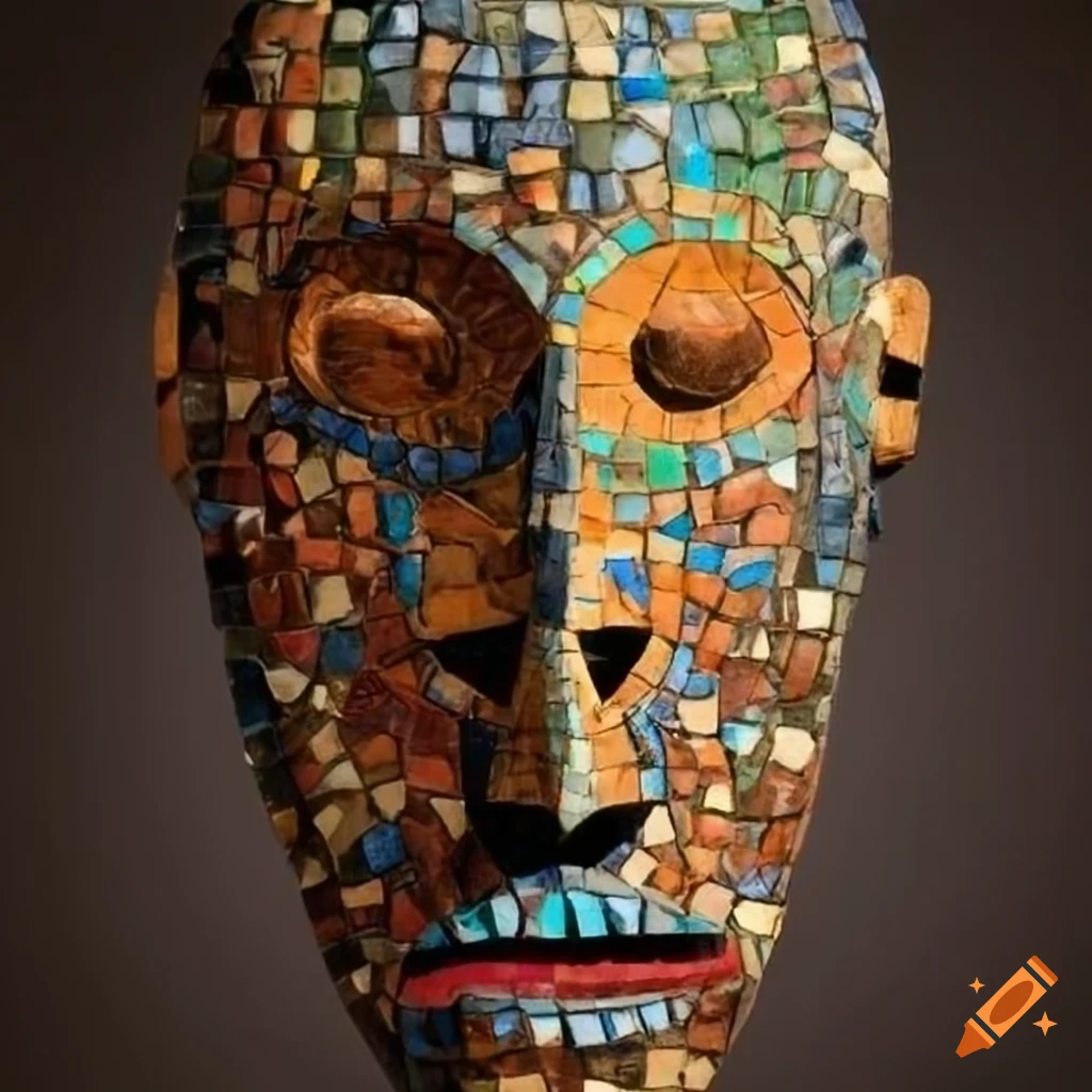 african mask mosaic artwork