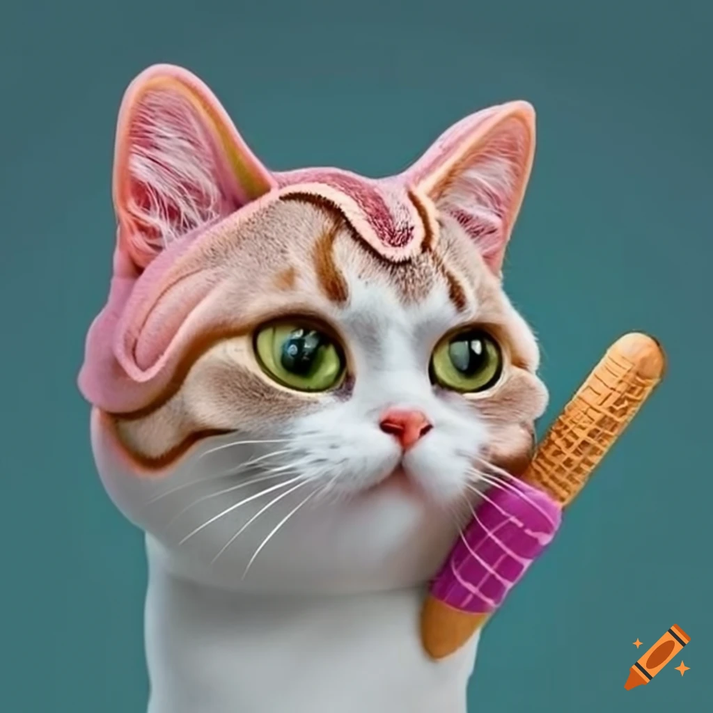 Cat with an ice cream cone