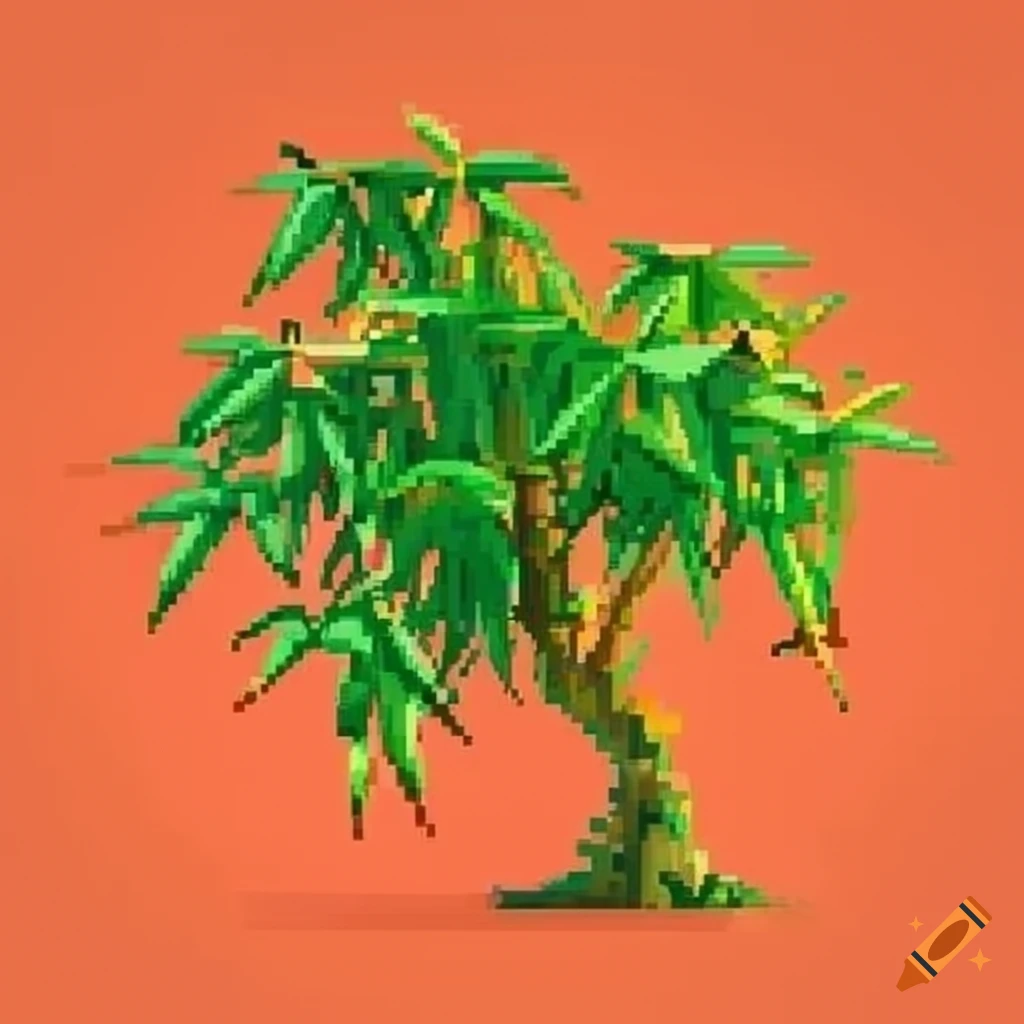 Detailed pixel art of bamboo leaves on Craiyon