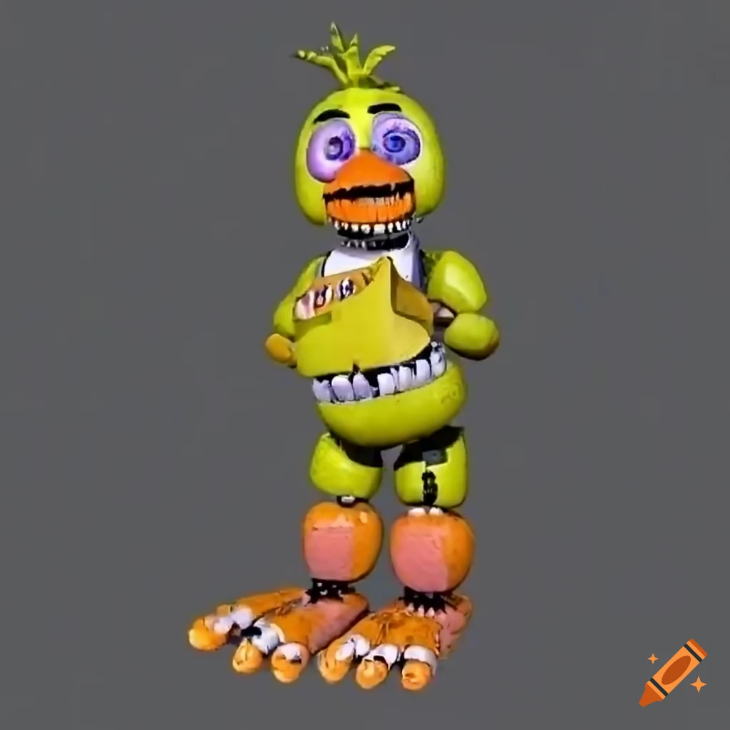 Close-up of chica's orange feet from five nights at freddy's