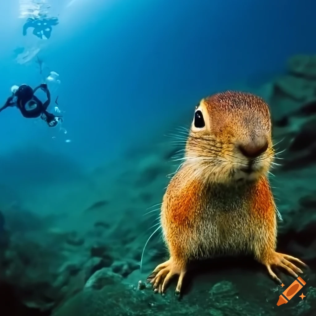 scuba-diving ground squirrel in San Sebastian