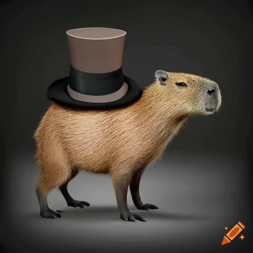 Capybara wearing a top hat and monocle on Craiyon