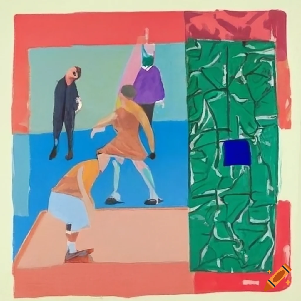 artwork inspired by Georges Braque and David Hockney with a table tennis theme
