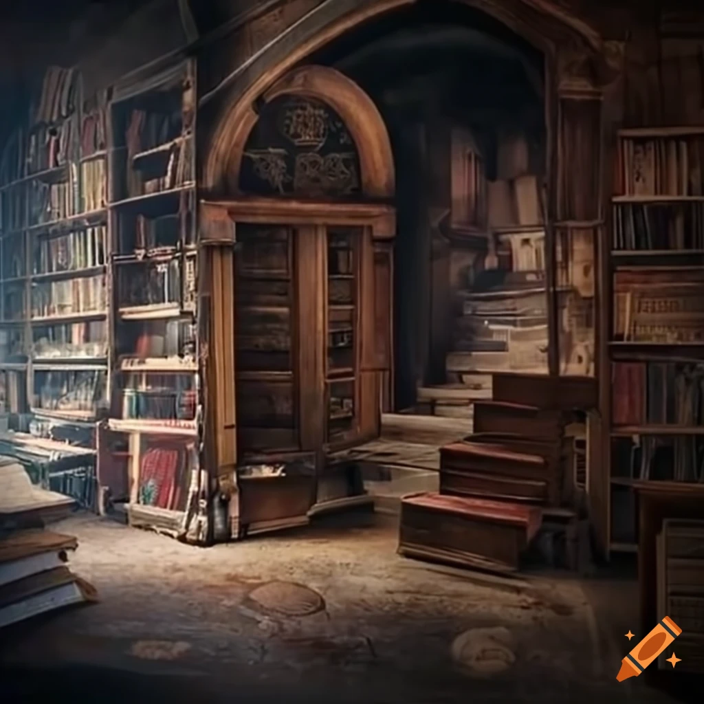 Dark academia library on Craiyon