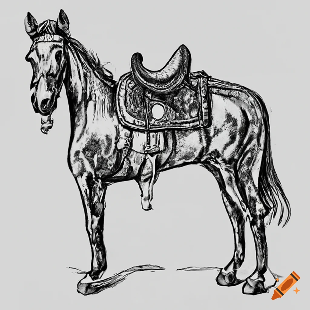 Lápiz drawing of a horse saddle on Craiyon