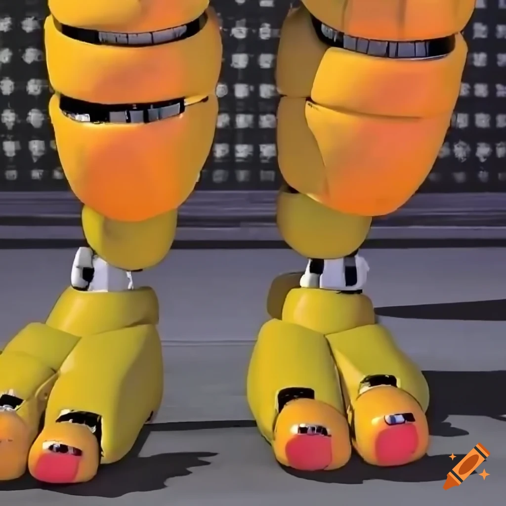 Close-up of chica's orange feet from five nights at freddy's