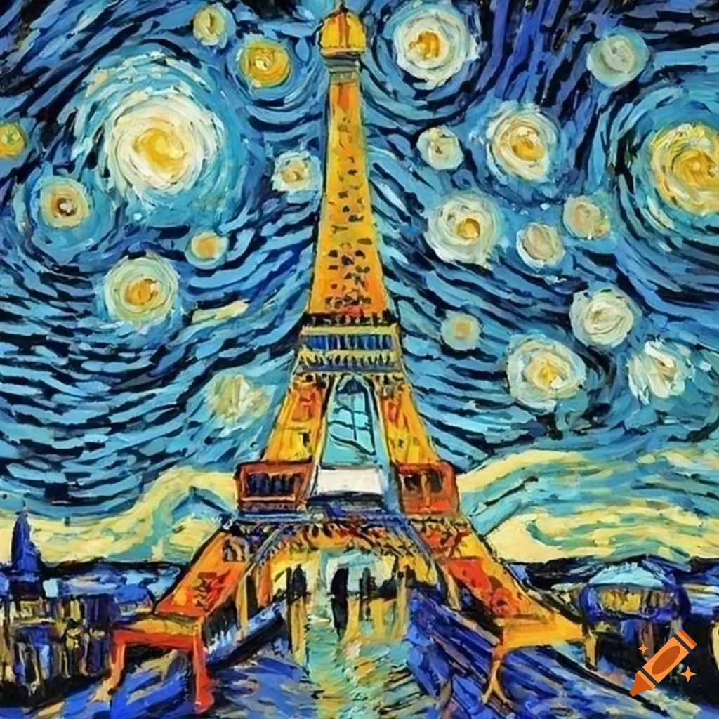 Eiffel Tower artwork in van Gogh style