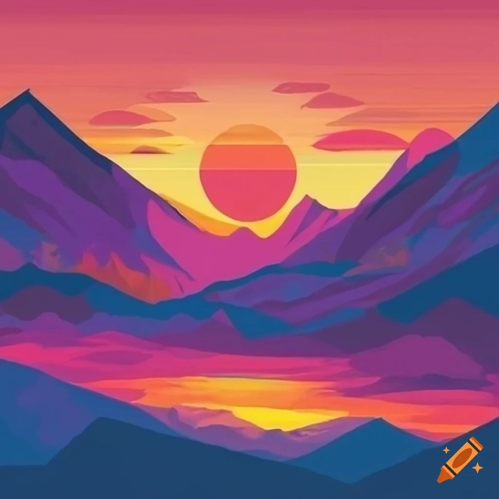 detailed sunset landscape of a vibrant valley