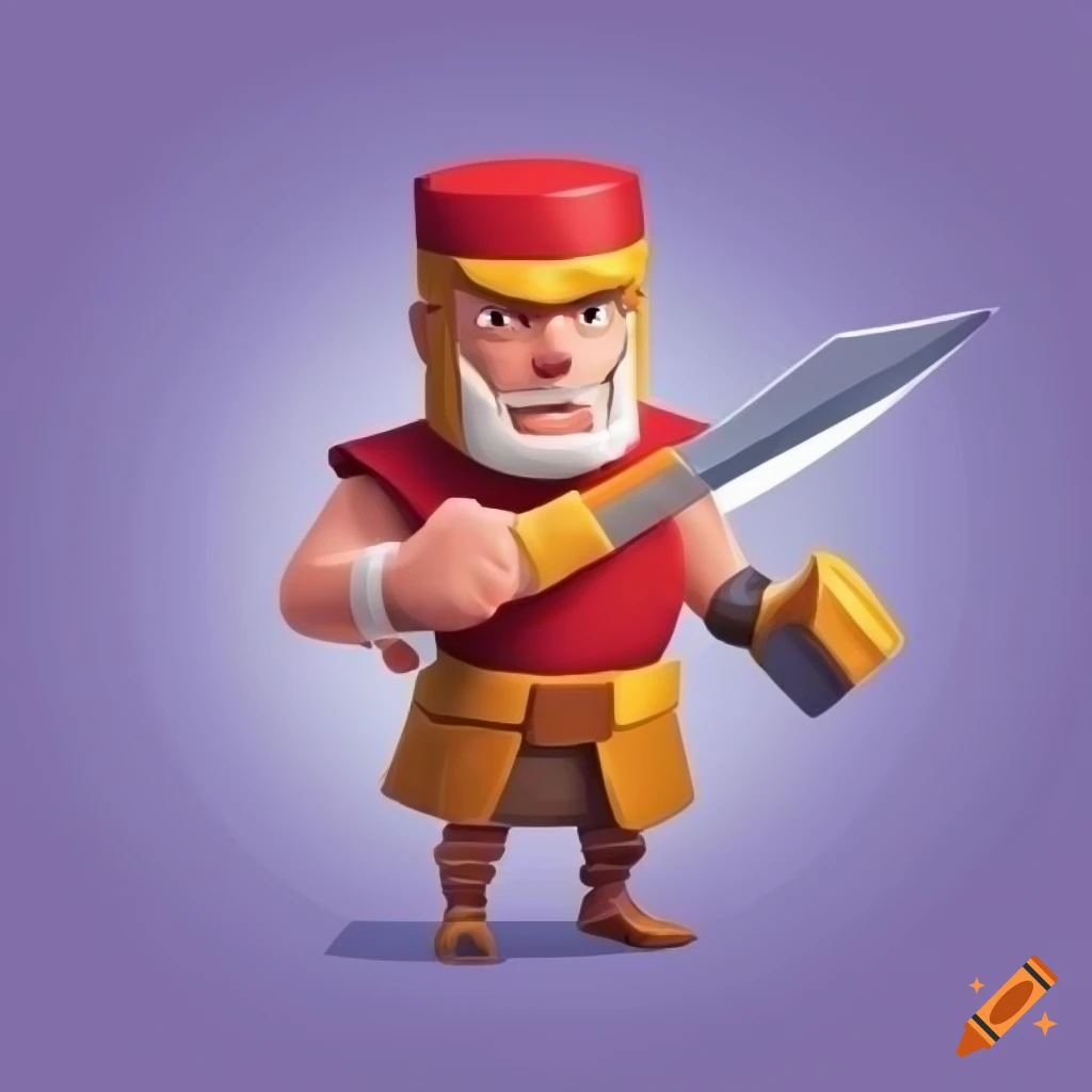 Red clash royale character with a sword on Craiyon