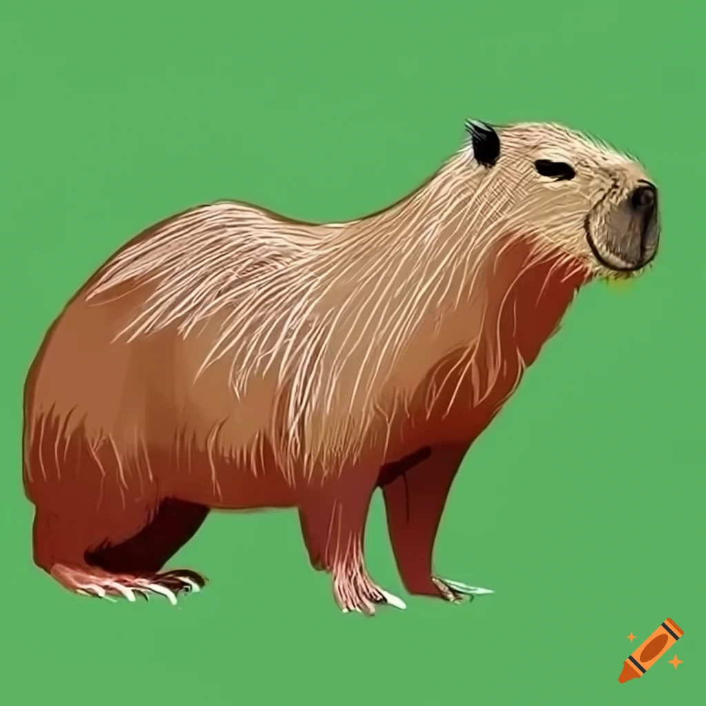 Anime-style Capybara Just Sitting There with Hat and Scarf