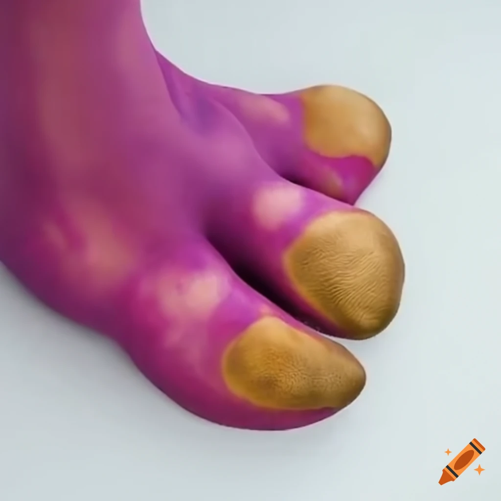 Close-up of barney the dinosaur's feet on Craiyon