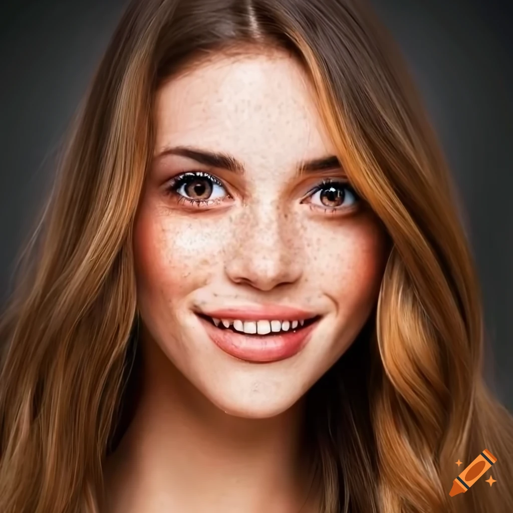 portrait of a smiling young woman with freckles