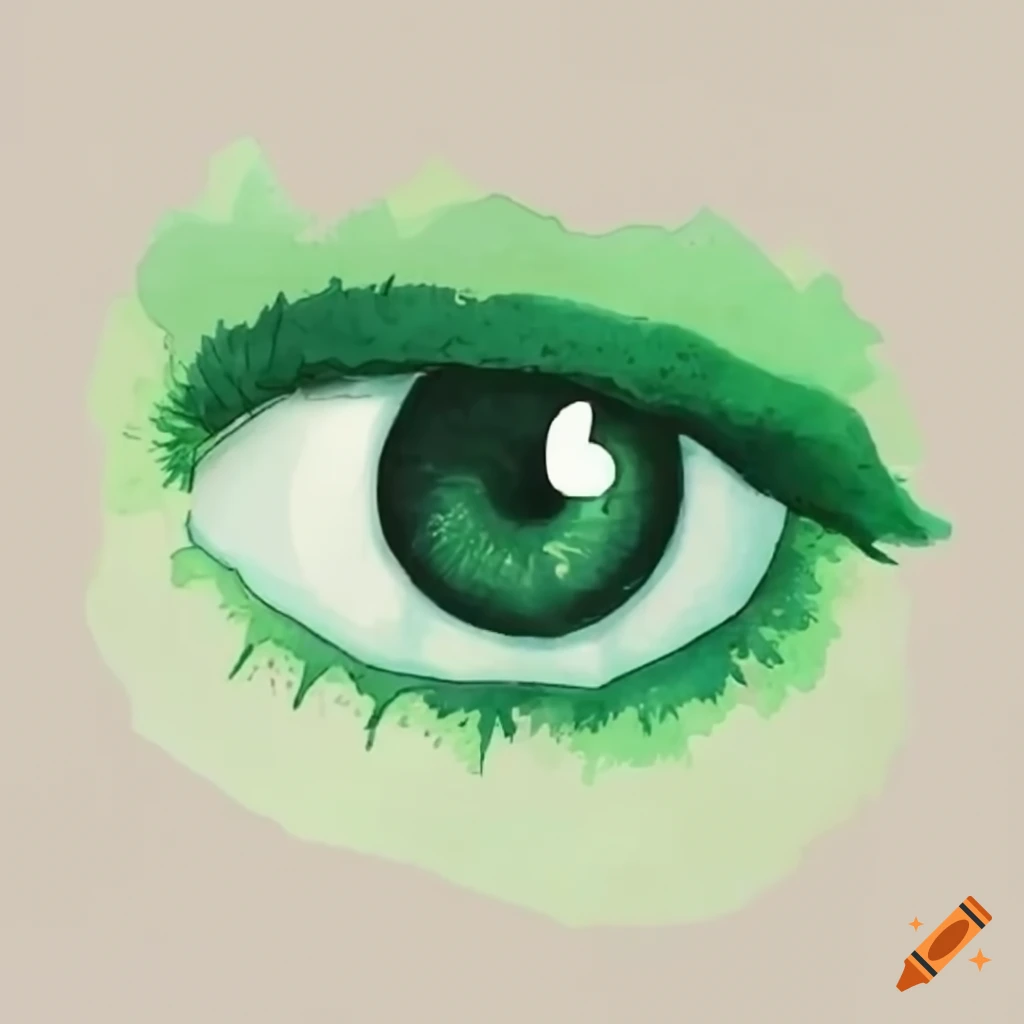 Close-up of a moody green anime eye