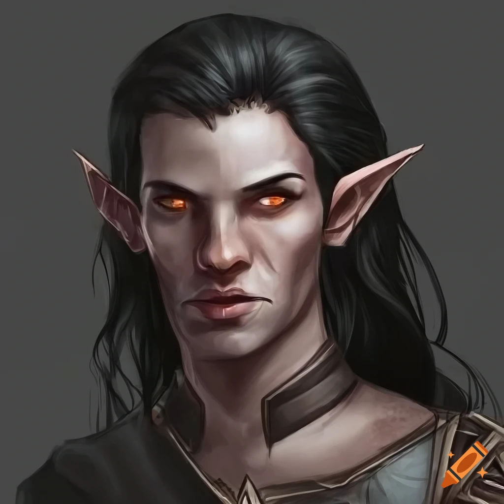 Portrait of a male evil elf wizard on Craiyon