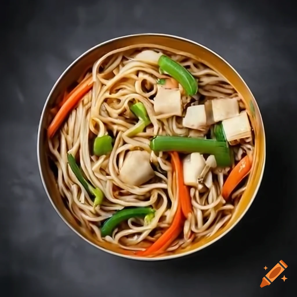 bowl of delicious vegetable noodles