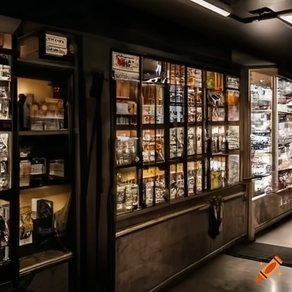 Modern interior of a newsagent shop on Craiyon